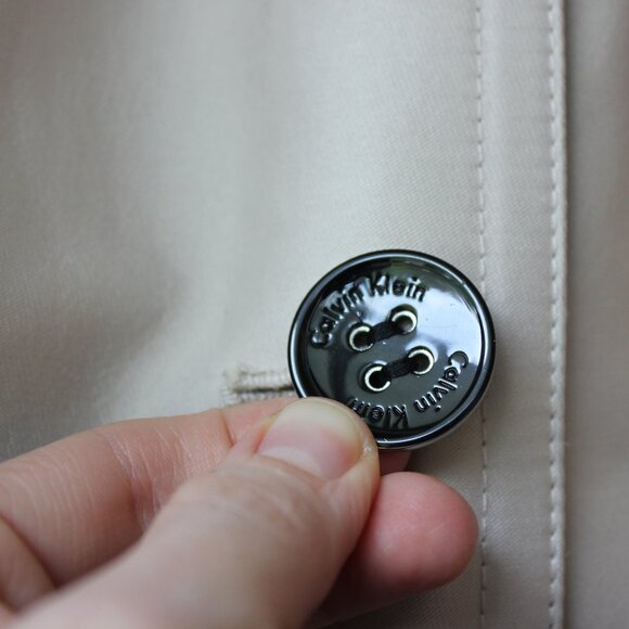 NWT Calvin Klein Trench Coat with Vegan Leather Contrast – Size L, Belted - Picture 5 of 16